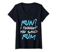 Femme Run? I Thought You Said Rum Funny Drinking T-Shirt avec Col en V