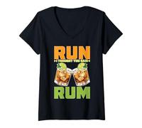 Femme Run I Thought You Said Rum Marathon des Coureurs de Boissons T-Shirt avec Col en V