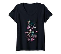 Femme Run Like Your Kids are Looking for You T-Shirt avec Col en V