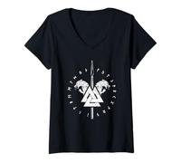 Femme Runes Valknut et Loki Son Fenrir T-Shirt avec Col en V