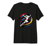Femme Runner Crossing Finish Line Abstrait Victory T-Shirt Haut de Gamme