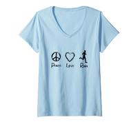Femme Runner Love Athlete Triathlon T-Shirt avec Col en V