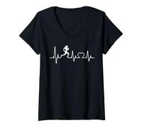 Femme Running Girl Heartbeat 5k Marathon Course à pied pour femme T-Shirt avec Col en V