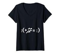 Femme Running = Happy - Course à pied, marathon, gym, fitness T-Shirt avec Col en V