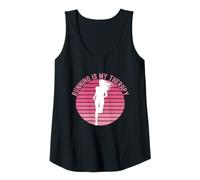 Femme Running is My Therapy Girl Runner Jogging Cardio Retro Sunset Débardeur