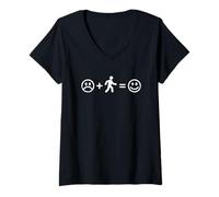 Femme Running Makes Happy Funny Power Walking Jogging Randonnée T-Shirt avec Col en V