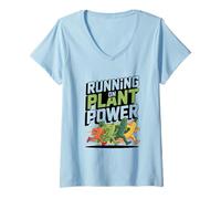 Femme Running on Plant Athlete Runner Vegan T-Shirt avec Col en V