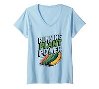 Femme Running on Plant Athlete Runner Vegan T-Shirt avec Col en V