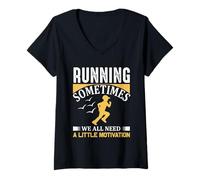 Femme Running Sometimes We All Need A Little Motivation Runner T-Shirt avec Col en V