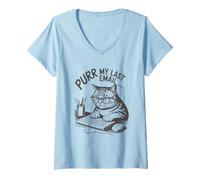 Femme Runrr mon dernier e-mail drôle d'amant de chat. T-Shirt avec Col en V