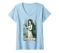 Femme Rusalka Esprit Slave, Mythe païen, Art de la nymphe de l'eau T-Shirt avec Col en V