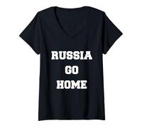 Femme Russie Go Home I Stand with Ukraine Ukrainian Lover Suppor T-Shirt avec Col en V