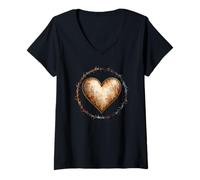 Femme Rustique graphisme Souvenir Amour T-Shirt avec Col en V