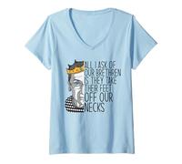 Femme Ruth Bader Ginsburg Ask Brethren Feet Off Our Neck RBG Meme T-Shirt avec Col en V