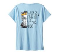 Femme Ruth Bader Ginsburg Ask Feet Off Our Necks RBG Meme on Back T-Shirt avec Col en V