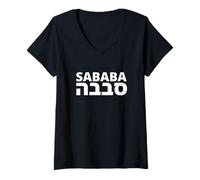Femme Sababa - Argot israélien emblématique - Mot hébreu pour tout le bien T-Shirt avec Col en V