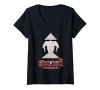 Femme Sabadee Laos Erawan Éléphant à Trois têtes T-Shirt avec Col en V