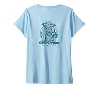 Femme Sabai Surf Thaïlande Ocean´s Club Retro Japanese Wave T-Shirt avec Col en V