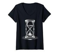 Femme Sablier Galaxie Espace Temps Cosmique Astronomie Art T-Shirt avec Col en V