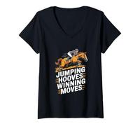 Femme Sabots sauteurs gagnants mouvements équestres T-Shirt avec Col en V