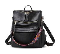 Femme Sac à Dos Antivol Elegant, Sac a Main Femme Léger et Imperméable Sac à Dos pour Femme, Sac à Dos De Voyage en PU Souple, Grande Capacité pour Travail Shopping Loisirs L'école Université (Noir)