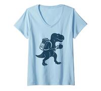 Femme Sac à Dos Dinosaure pour Enseignants, étudiants, Enfants T-Shirt avec Col en V