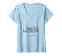 Femme Sacramento California Skyline US Voyage Souvenirs Paysage urbain T-Shirt avec Col en V