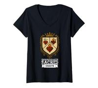 Femme Sacred Immaculate and Most Chaste Heart Jésus Mary Joseph T-Shirt avec Col en V