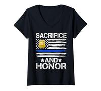 Femme Sacrifice et Honor Police T-Shirt avec Col en V