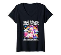 Femme Sacs emballés Clous arrachés sans Retour T-Shirt avec Col en V