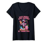 Femme Sacs emballés Clous arrachés sans Retour T-Shirt avec Col en V