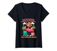Femme Sacs emballés Clous arrachés sans Retour T-Shirt avec Col en V