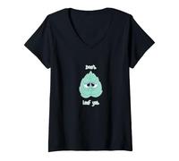 Femme Sad Mint Leaf Don't Leave Yet Pun Blague Amusante T-Shirt avec Col en V