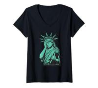Femme Sad Statue of Liberty T-Shirt avec Col en V