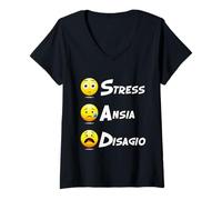 Femme SAD - Stress Ansia e Disagio T-Shirt avec Col en V