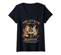 Femme Safe Space LGBTQ Ally Fox Rabbit Citation Incluse T-Shirt avec Col en V