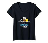 Femme Safety First Joueur de Billard Snooker T-Shirt avec Col en V