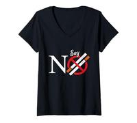 Femme Sag Nein Nichtracher Rauchinterdiction Motivation Zigarette Stop T-Shirt avec Col en V