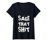 Femme Sage That Shit Funny Spiritual Wicca Cleansing Sage Humour T-Shirt avec Col en V