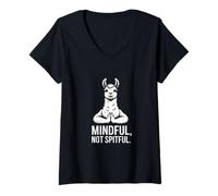 Femme Sagesse consciente et Non malveillante des Lamas T-Shirt avec Col en V