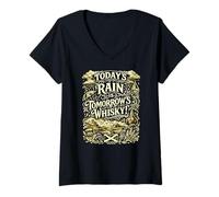 Femme Sagesse de Vie écossaise sur la Pluie et Le Whisky T-Shirt avec Col en V