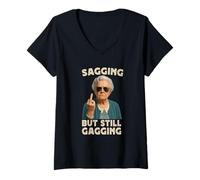 Femme Sagging But Still Gagging Funny Women Grandma Retirement T-Shirt avec Col en V