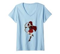 Femme Sagittaire Horoscope - Novembre Décembre Anime Anniversaire T-Shirt avec Col en V, Bleu Céleste, M