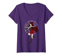 Femme Sagittaire Horoscope - Novembre Décembre Anime Anniversaire T-Shirt avec Col en V, Violet, M