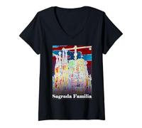 Femme Sagrada Família T-Shirt avec Col en V