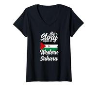 Femme Sahara Occidental T-Shirt avec Col en V