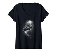 Femme Sailfish Marlin Scène de pêche sous-Marine T-Shirt avec Col en V
