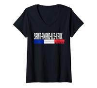 Femme Saint-Amand-Les-Eaux France Drapeau France Fierté de la Ville T-Shirt avec Col en V