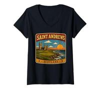 Femme Saint Andrews Royaume-Uni Écosse St Andrews Écosse T-Shirt avec Col en V
