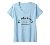 Femme Saint Andrews Royaume-Uni Fife Scotland St Andrews T-Shirt avec Col en V